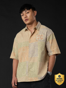 The Souled Store Men Printed Casual Cream Shirt