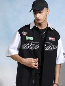HIGHLANDER Men Printed Casual Black Shirt