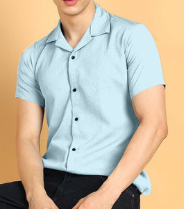 COMBRAIDED Men Solid Formal Light Blue Shirt