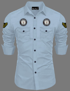 Blue dove Men Solid Casual Light Blue Shirt