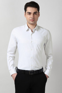 PETER ENGLAND Men Striped Formal White Shirt