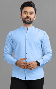 RAHUL LOOK पुरुषों के लिए सॉलिड कैज़ुअल हल्का नीला  शर्ट