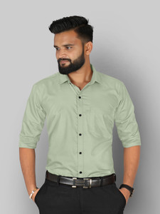 FIBERMILL Men Solid Formal Green Shirt