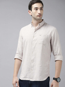 THE BEAR HOUSE Men Striped Casual Beige, White Shirt