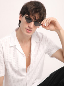 Voroxy Men Solid Casual White Shirt