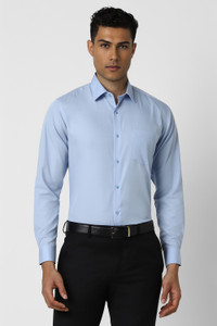 VAN HEUSEN Men Solid Formal Blue Shirt