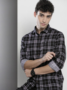 The Indian Garage Co. Men Checkered Casual Black Shirt
