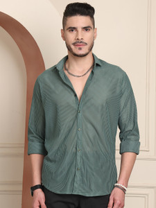 METRONAUT Men Solid Casual Green Shirt
