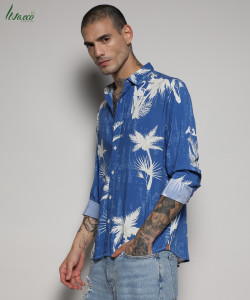 CAMPUS SUTRA Men Printed Casual Blue, White, Light Blue Shirt