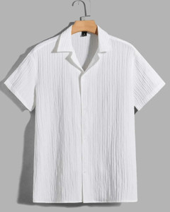 METRONAUT Men Self Design Casual White Shirt