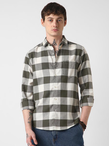 VASTRADO Men Checkered Dark Green Casual Shirt - Image 6