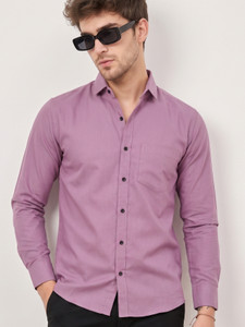 NIVICK Men Solid Casual Purple Shirt
