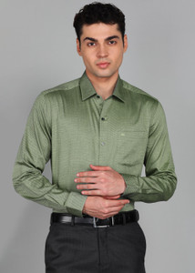 ARROW Men Self Design Formal Green Shirt