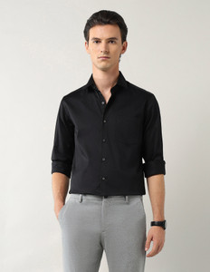 ARROW Men Self Design Formal Black Shirt