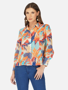 street22 Women Printed Casual Orange Shirt