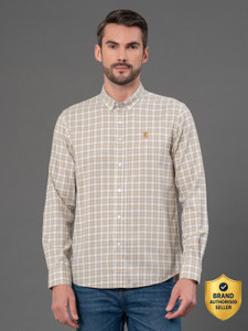 RED TAPE Men Checkered Casual Beige Shirt - Image 6