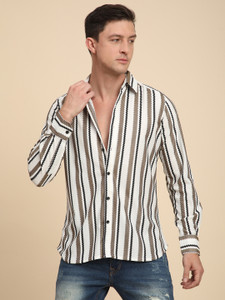 Voroxy Men Striped Casual Multicolor Shirt
