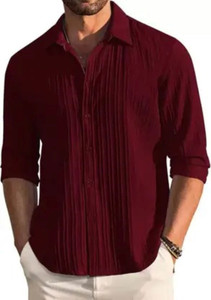 METRONAUT Men Self Design Casual Red Shirt