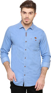 KUONS AVENUE Men Solid Casual Blue Shirt