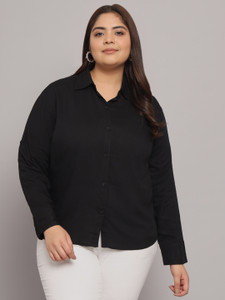 FUNDAY FASHION Women Solid Casual Black Shirt