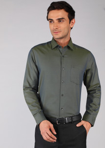 ARROW Men Self Design Formal Green Shirt