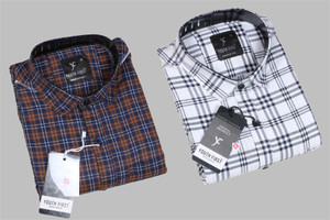 youth first Men Checkered Casual White, Brown Shirt