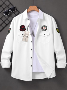 WOXEN Men Solid Casual White Shirt