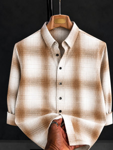 Solbiza Men Checkered Casual White, Blue Shirt