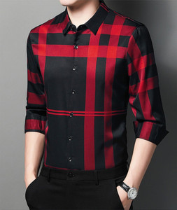 GC FAB Men Checkered Casual Black, Red Shirt