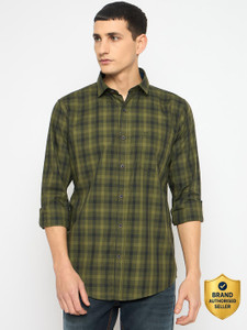 DUKE Men Checkered Casual Green Shirt