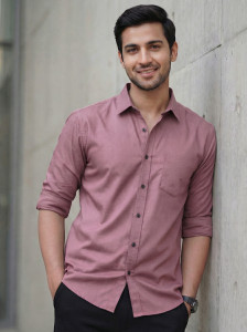 Manspire Men Solid Casual Purple Shirt