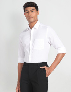 ARROW Men Self Design Formal White Shirt