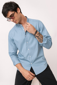 SHIRTZONE Men Solid Casual Grey Shirt