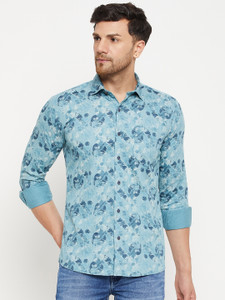 DUKE Men Printed Casual Blue Shirt