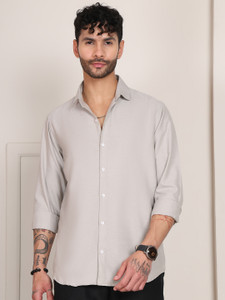 Tanip Men Solid Casual Grey Shirt