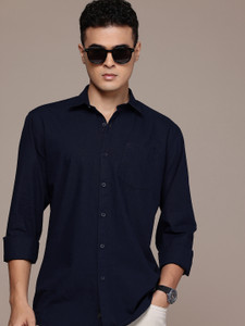 BLUE SQUAD Men Solid Casual Blue Shirt - Image 6