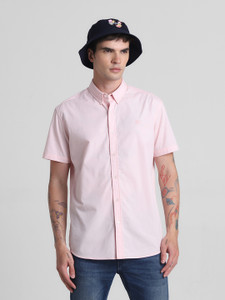 JACK & JONES Men Solid Casual Pink Shirt