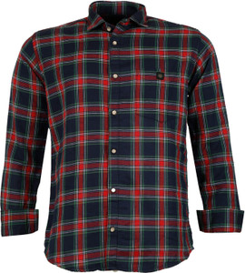 Indi Hemp Men Checkered Casual Dark Blue, Red Shirt