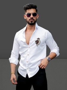 jeny fashion Men Solid Casual White Shirt