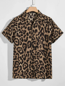 Leriya Fashion Men Printed Casual Brown, Black Shirt