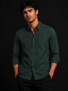 FEBZZKOM Men Dark Green Casual Shirt - Image 5