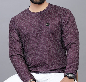 sti Printed Men Round Neck Purple T-Shirt
