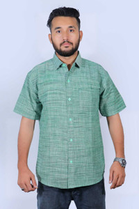 Zohan Men Checkered Casual Light Green Shirt