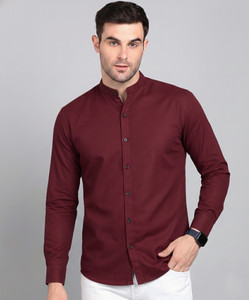 VAAADDO Men Solid Casual Maroon Shirt