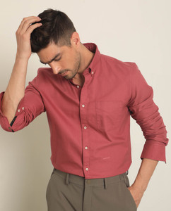RARE RABBIT Men Solid Casual Pink Shirt