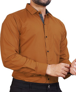 METRONAUT Men Solid Formal Brown Shirt
