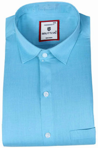 Bruttlyn Men Solid Formal Blue Shirt