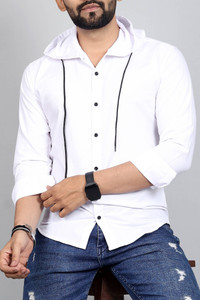 Blue dove Men Solid Casual White Shirt