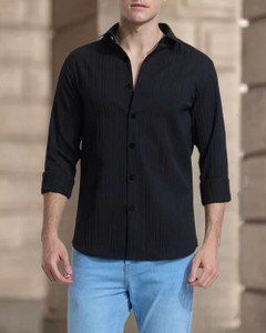METRONAUT Men Self Design Casual Black Shirt