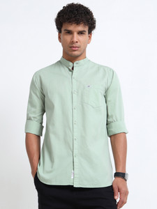 U.S. Pitchers Men Solid Casual Light Green Shirt